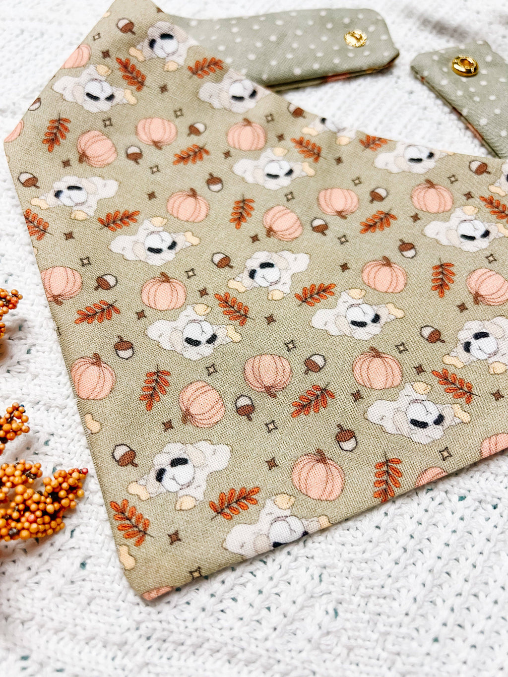Fall Lamb Snap-On Dog Bandana