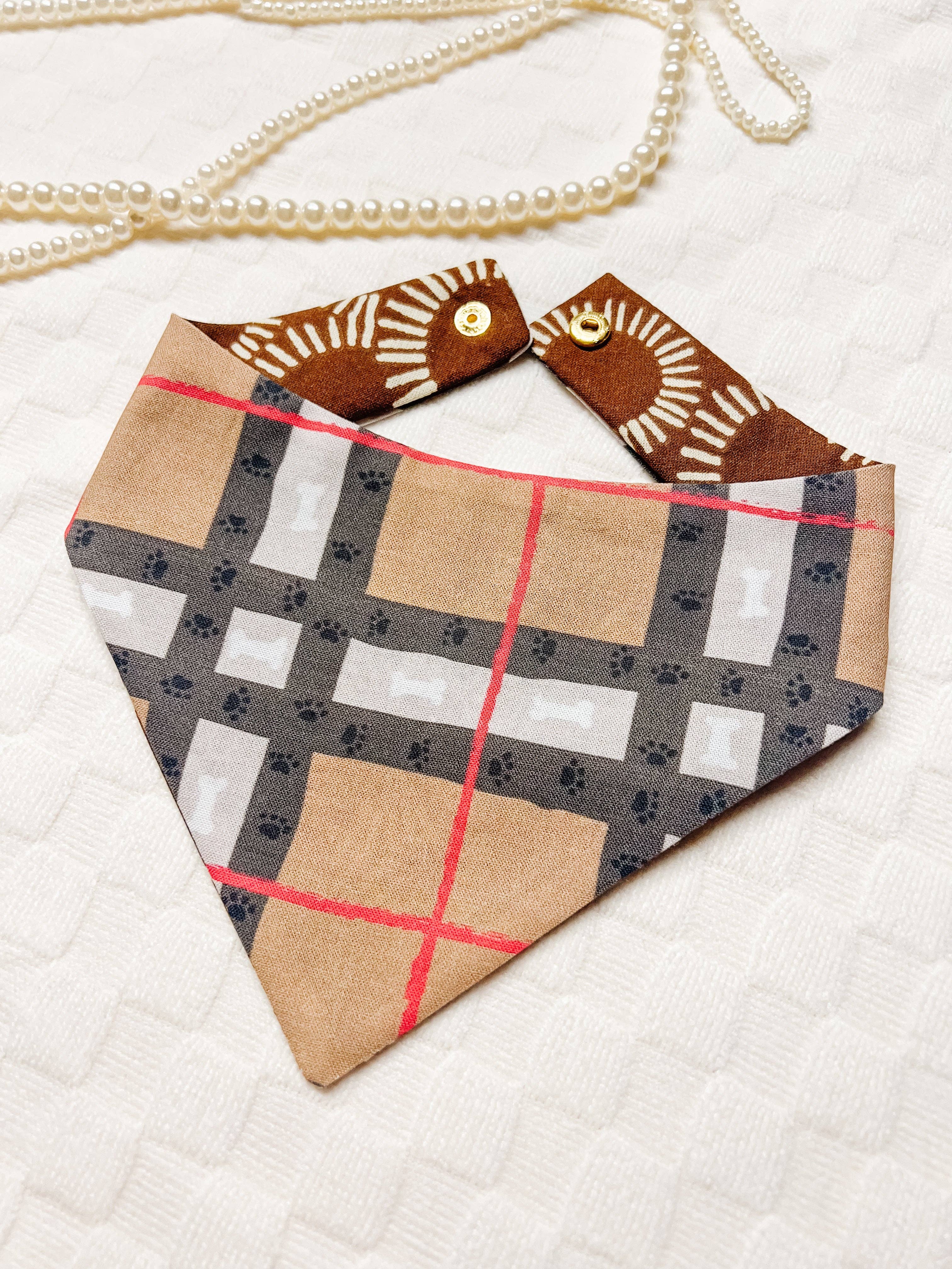 Plaid Snap-On Dog Bandana