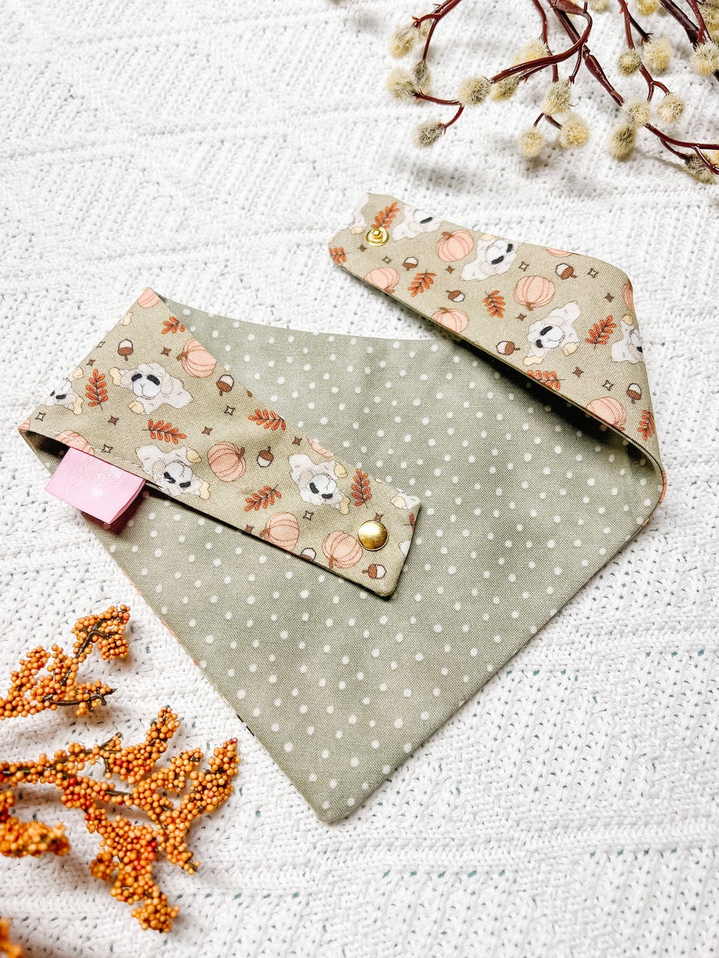 Fall Lamb Snap-On Dog Bandana