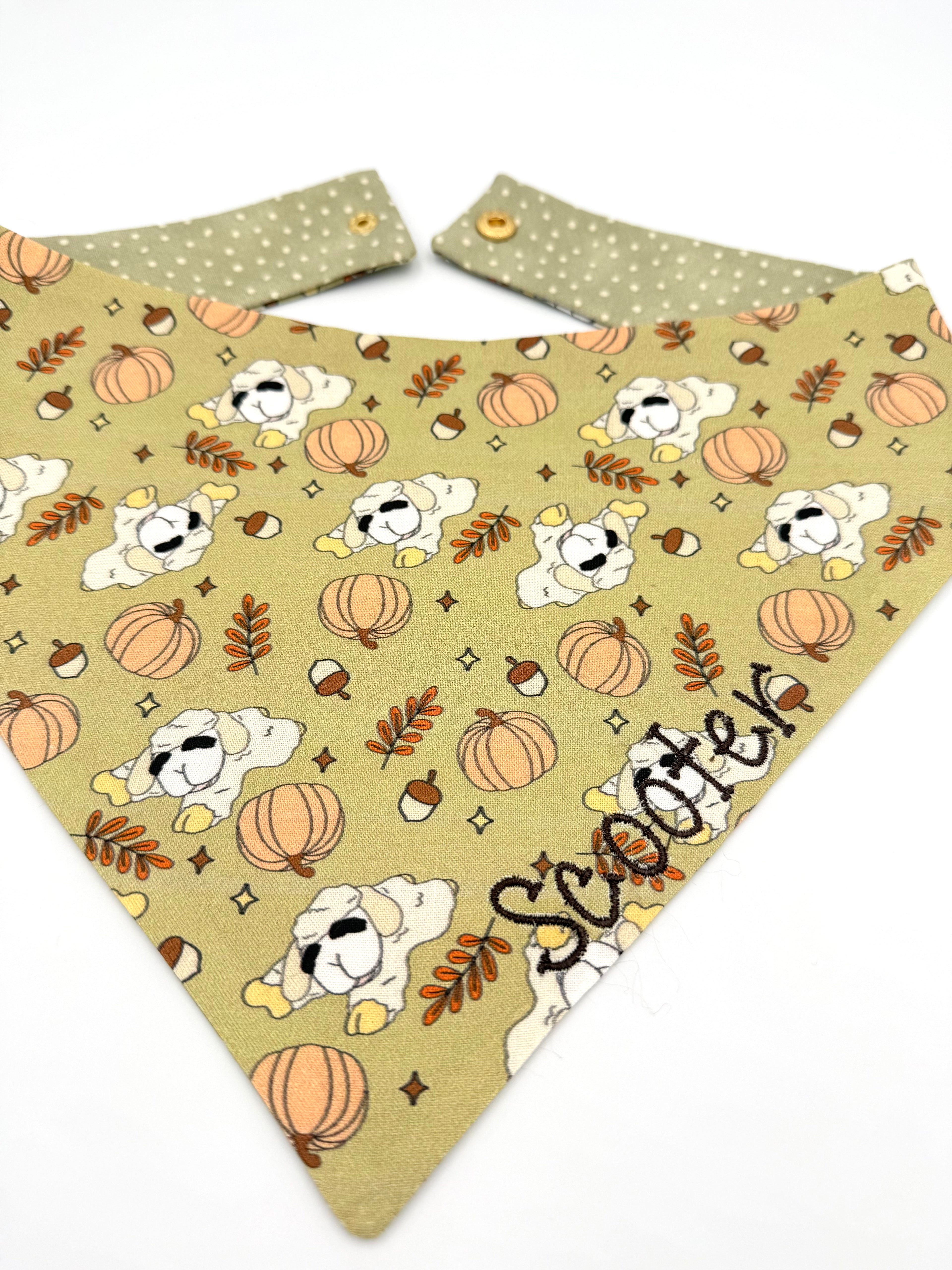 Fall Lamb Snap-On Dog Bandana