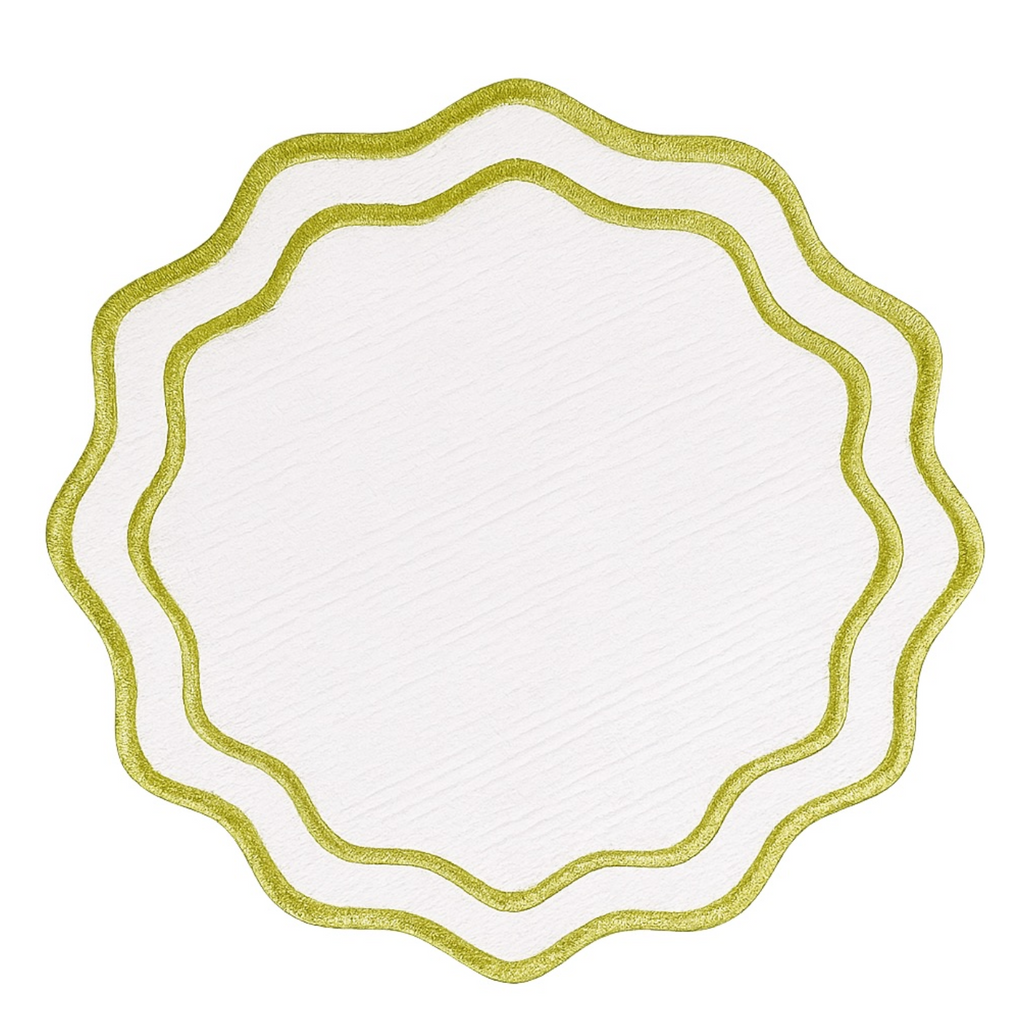 Vibrant Green Scalloped Coaster Set