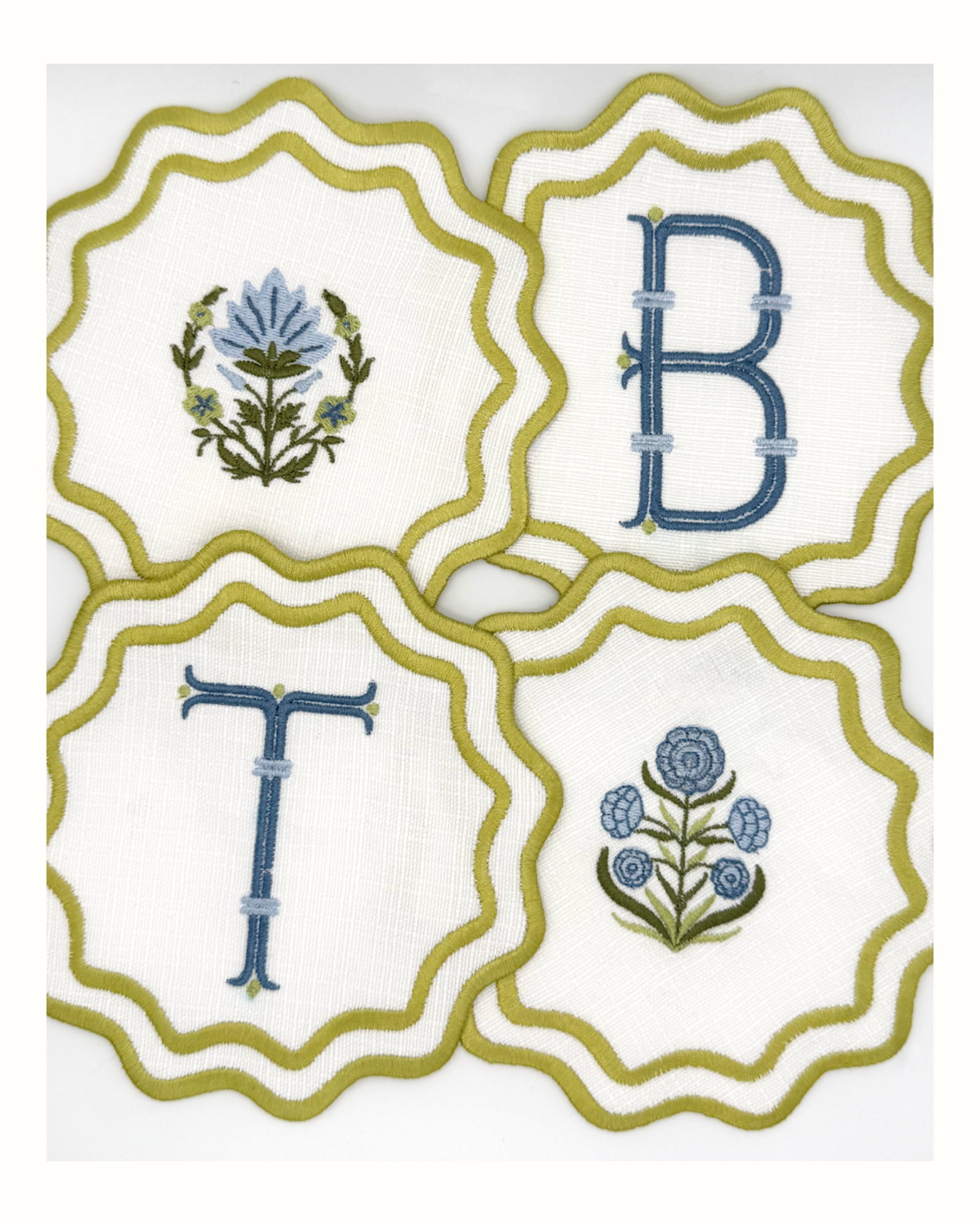 Vibrant Green Scalloped Coaster Set