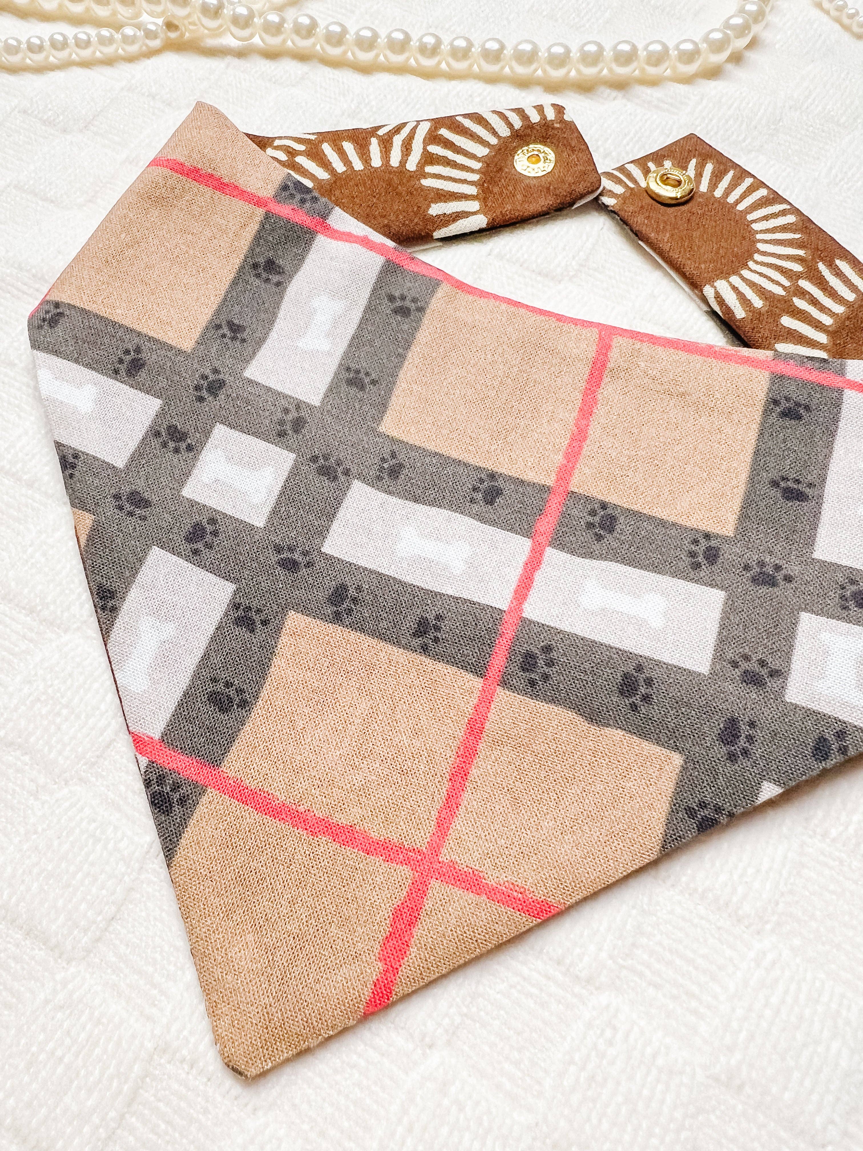 Plaid Snap-On Dog Bandana